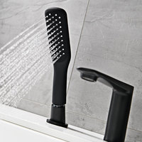 Robinet de baignoire en laiton noir de style européen, simple, à montage sur rebord, eau chaude et froide, ensemble trois pièces