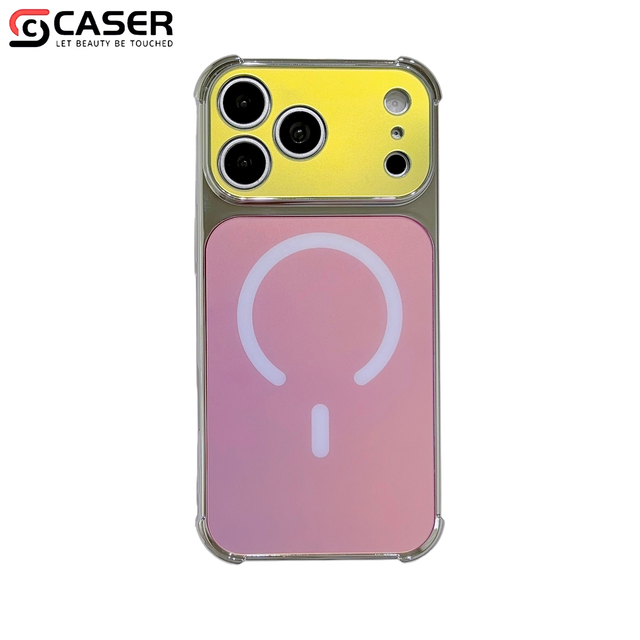 Laser Iridescent Color Changing Electroplated Corner Shockproof Frosted Built-In Magnetic Phone Cover for IPhone18PM/17/16/15
