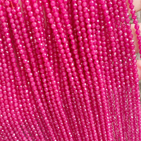 Vente en gros naturel rubis-corindon perles à facettes 2mm 3mm4mm collier perles pour la fabrication de bijoux