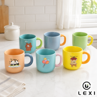 Mug en céramique imprimé avec des animaux de dessin animé mignons, avec une poignée colorée, idéal pour les enfants ou pour le bureau, cadeau parfait, présentation personnalisée, logo personnalisé