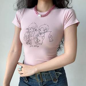 <span class=keywords><strong>T</strong></span>-<span class=keywords><strong>shirt</strong></span> da donna all'ingrosso per ragazze top corti abbigliamento estivo <span class=keywords><strong>Sexy</strong></span> <span class=keywords><strong>t</strong></span>-<span class=keywords><strong>shirt</strong></span> con stampa di lettere <span class=keywords><strong>t</strong></span>-<span class=keywords><strong>shirt</strong></span> gilet per ragazze - Product Image 3