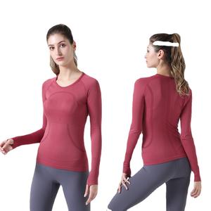 Nouveau T-shirt de yoga pour femme à manches trois-quarts, haut de sport respirant pour la course et le fitness, vêtement de sport uni à séchage rapide - Product Image 5