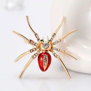 Personalized Crystal Rhinestone Peal Spider Animal Brooch Pins For Women Girls