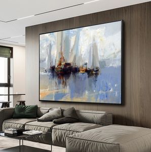 Abstraktes Meeresmotiv Ölgemälde auf Leinwand Handgemaltes Bild Wohnzimmer-Dekoration - Product Image 1