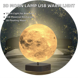 Lampe Lune Flottante <span class=keywords><strong>3D</strong></span> Rotative Économique, Rechargeable USB, Lumière LED Blanc Neutre, Moderne, Romantique, Intelligente pour Chambre à Coucher - Product Image 2