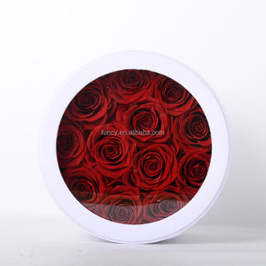 Caja <span class=keywords><strong>de</strong></span> regalo redonda <span class=keywords><strong>de</strong></span> terciopelo con tapa <span class=keywords><strong>de</strong></span> PVC con Rosa eterna preservada para graduación Halloween Pascua <span class=keywords><strong>Arreglos</strong></span> del Día del Padre - Product Image 3