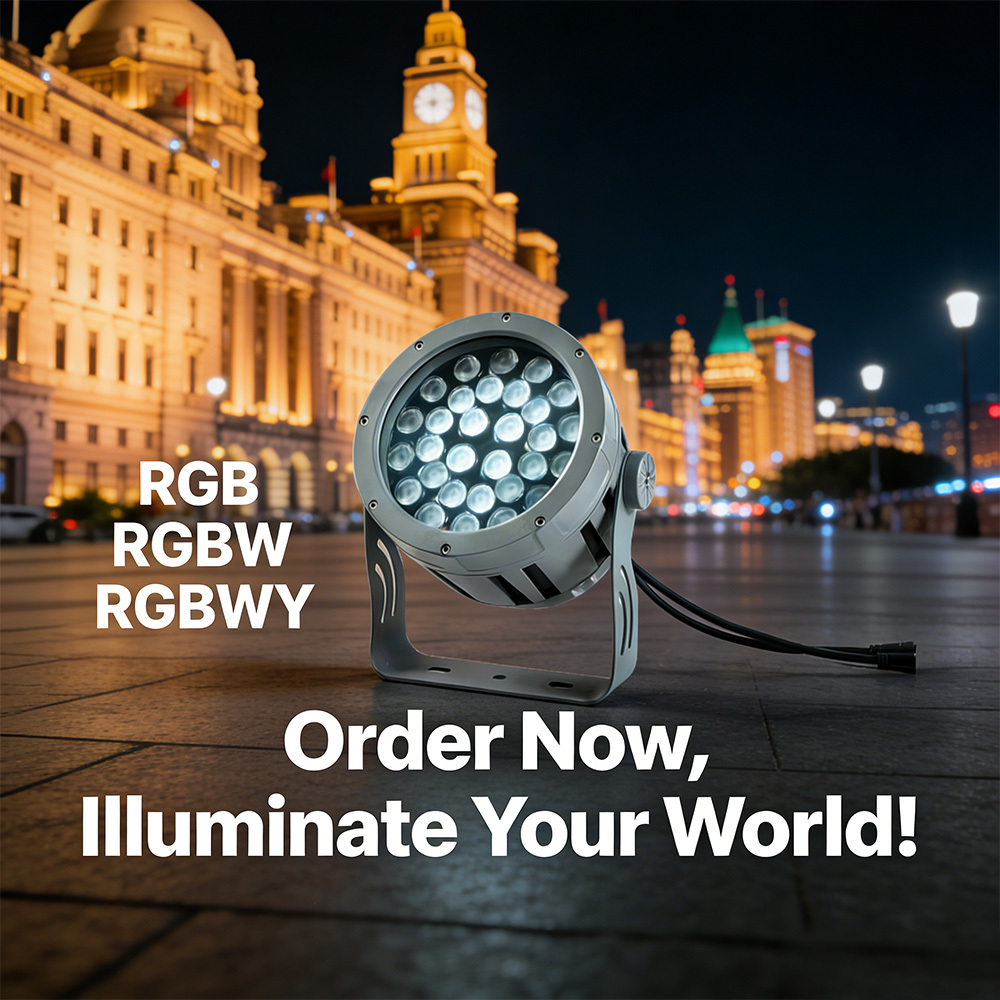 LED RGBW Warm White Floodlight High Brightness DMX512 Full-Color Die-Cast Aluminum IP67 AC Exterior Wall Rendering 100W