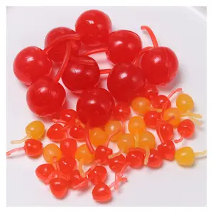 3D Mini Food PVC Red Miniature Cherry For Plastic Crafts Mini Cherries Home Decoration Part