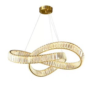 Nordique simple éclairage créatif or cercle moderne spirale cristal anneau rond led suspension - Product Image 6