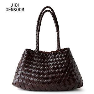 Sac à main vintage en cuir de vache pleine fleur, tissé à la main, style littéraire, sac à main avec accoudoir - Product Image 1