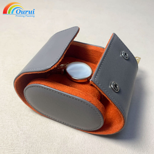 Estuche de lujo para relojes, color gris plata, con forro naranja, logotipo personalizado, de 1 a 3 ranuras, portátil, para viaje, directo de fábrica. - Product Image 4