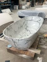 Baignoire autoportante en pierre artificielle, design moderne, ovale, finition mate, dernière collection, pour salle de bain