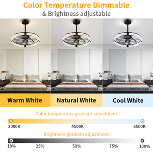 24'' Modern Crystal <b>Ceiling</b> <b>Fan</b> with Lights Dimmable LED <b>Remote</b> & APP <b>Control</b> Black andelier for Bedroom Living Room Kitchen - Product Image 2