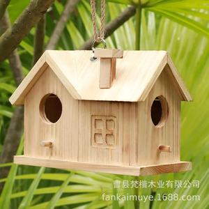 Nid d'oiseau en bois massif maison pour animaux de compagnie suspendu petit pendentif décoratif mangeoire pour l'élevage d'animaux de compagnie pour ferme cour <span class=keywords><strong>cabane</strong></span> à oiseaux - Product Image 5
