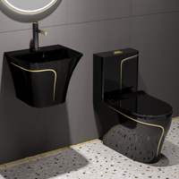 Ensemble WC mural monobloc moderne avec chasse double et cuvette en céramique autonettoyante