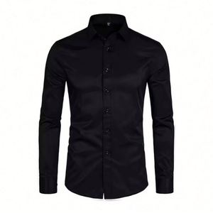 Design Men's Black White Dress Shirts Regular Fit Long Sleeve Brand Shirt Men Polyester Business Breathable Formal Shirts - Product Image 1