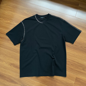 Camisetas Casuales de Diseño con Bordado de Punto Suelto, Camisetas Unisex de Algodón Grueso Vintage, Camisetas para Hombre, Fabricante Personalizado - Product Image 3