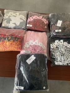 高品质 100% 棉质抓绒超大蜘蛛图案衬衫 长袖钩针连帽领口 粉扑印花蜘蛛连帽衫 - Product Image 3