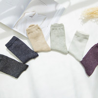 Chaussettes brillantes en fil argenté et doré pour femmes, chaussettes amples à paillettes pour dames, vente en gros