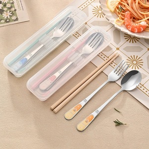 Hot Sale 304 Stainless Steel Portable Birthday Flatware <strong>Childrens</strong> Student Spoon Fork Chopsticks <strong>Cutlery</strong> <strong>Set</strong> Creative Cute - Product Image 2