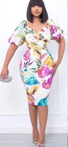 Nouvelle mode de vêtements pour femmes à manches courtes col en V mince <span class=keywords><strong>OL</strong></span> robe de bureau professionnelle pour femmes - Product Image 3