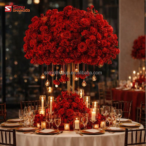 Décoration de mariage, boules florales artificielles, roses rouges en <span class=keywords><strong>soie</strong></span>, jacinthes, centre de table, arrangement floral - Product Image 1