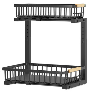 2 Tier Pull Out Metal <strong>Kitchen</strong> Under Sink <strong>Storage</strong> Rack Adjustable Cabinet Organizer With Sliding Drawer Home Accessories <strong>Kitchen</strong> - Product Image 5