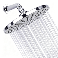 Pommeau de douche à effet pluie chromé ABS de 8 pouces avec buses autonettoyantes, rotule en laiton et filtre pour salles de bain à basse pression