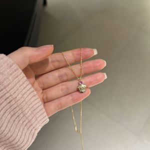 Dylam FIne Top High Jewel 14K Gold Plated Non Fade 925 Silver Link Chain 5A Zirconia <b>Ruby</b> Cake Pendant <b>Necklaces</b> for Women - Product Image 6