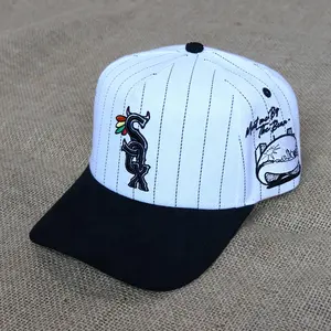قبعة بيسبول عالية الجودة ذات 5 أقسام مخصصة ومطرزة قبعات رياضية مخططة من الأكريليك والقطن