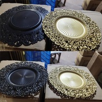 Assiettes de présentation dorées de luxe en gros, 33 cm, en plastique, haute qualité, livraison rapide, faible MOQ, pour mariages, fêtes et événements
