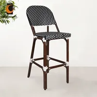 Tabouret de bar moderne noir en rotin tabouret de restaurant de bar intérieur et extérieur empilable chaises de bar hautes de patio extérieur