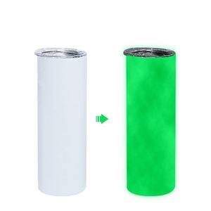 20oz Sublimation Straight Tumbler Halloween Glow in the Dark Fluorescent <b>Cup</b> Stainless Steel <b>Insulated</b> White Change Green Blue - Product Image 5
