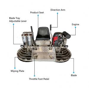 Huiteng Electric Concrete Trowel Ride-On Factory <b>Floor</b> <b>Polishing</b> & Grinding <b>Machine</b> with 8 Blades 27HP - Product Image 3