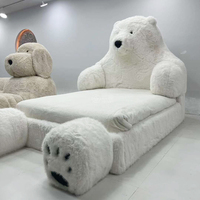 Sofá Cama de Peluche de Oso Polar Suave y Divertido al por Mayor Mueble de Dibujos Animados Cama para Niños