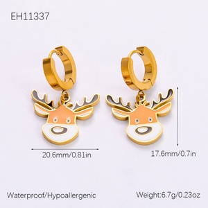 Nuevo Collar y Pulsera de Acero Inoxidable con Colgante de Reno Navideño, Cadena de Eslabones de Moda con Corte Princesa para Fiestas y Eventos - Product Image 6
