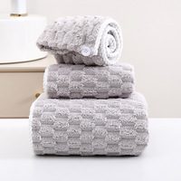 Ensemble de serviettes de bain et de turban en microfibre corail de haute qualité, douces et très absorbantes