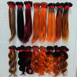 Letsfly漂亮的彩色发束直发和体波彩色人发延伸卷发编织18英寸免费送货