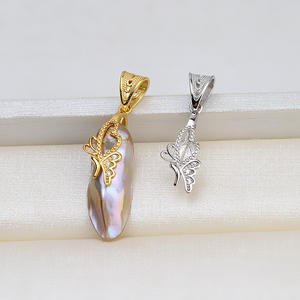 Colgante de Plata S925 con Perla Alienígena y Mariposa Barroca, Bandeja Vacía para Accesorios DIY, Componentes para Joyería 1401 - Product Image 1