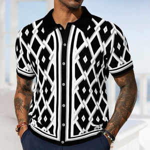 <span class=keywords><strong>POLO</strong></span> da uomo europeo e americano estivo nuovo <span class=keywords><strong>Cardigan</strong></span> a maniche corte lavorato a maglia Jacquard - Product Image 1