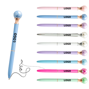 Penna a Sfera in Metallo Personalizzabile con Logo, Retrattile con Perla Rotante per Cancelleria Scolastica e da Ufficio, Penna <span class=keywords><strong>Rosa</strong></span> con Perla Personalizzabile con il Tuo Logo - Product Image 2