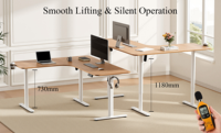 Bureau PRORIALS réglable en hauteur, électrique, à 3 pieds, double moteur, bureau d'angle assis-debout en forme de L, avec réglage de 730-1180 mm