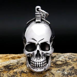 Yunnique – collier avec pendentif tête de mort pour hommes, en acier inoxydable, chaîne de bijoux Punk Hip Hop, 60cm, pendentif à la mode - Product Image 2