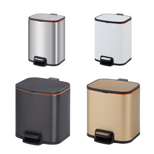 Stainless Steel Foot Operated Trash Can 5L Cylindrical Pedal <b>Bin</b> For Home Kitchen Bathroom Living Room - Product Image 2