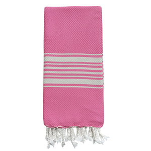 High Absorbent and Light Weight Pestamal Hammam Turkish <b>Bath</b> <b>Towel</b> <b>Hand</b>-loomed 40x70inches 100x180cm - Pink Stripe Patterns - Product Image 1