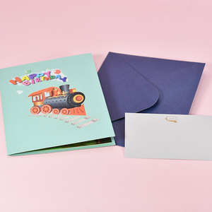 Vente chaude Papier Artisanat Anniversaire Train Pop-Up Cartes 3D Popup Cartes <span class=keywords><strong>De</strong></span> Voeux <span class=keywords><strong>Pour</strong></span> Enfants Cadeau <span class=keywords><strong>pour</strong></span> Amis Familles - Product Image 5