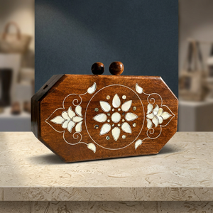 Handmade Wooden Decorative <b>Box</b> with Floral Inlay Design Traditional Home Decor Tabletop <b>Storage</b> for Living Room - Product Image 5