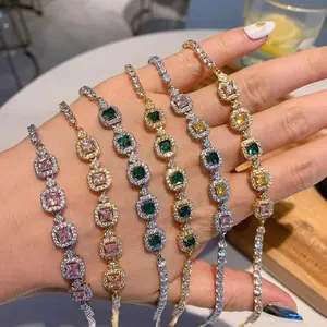 Gemstone Tennis Bracelets for Women Luxury Iced Out AAA+ Cubic Zirconia Chain On Hand Wedding Fashion Jewelry