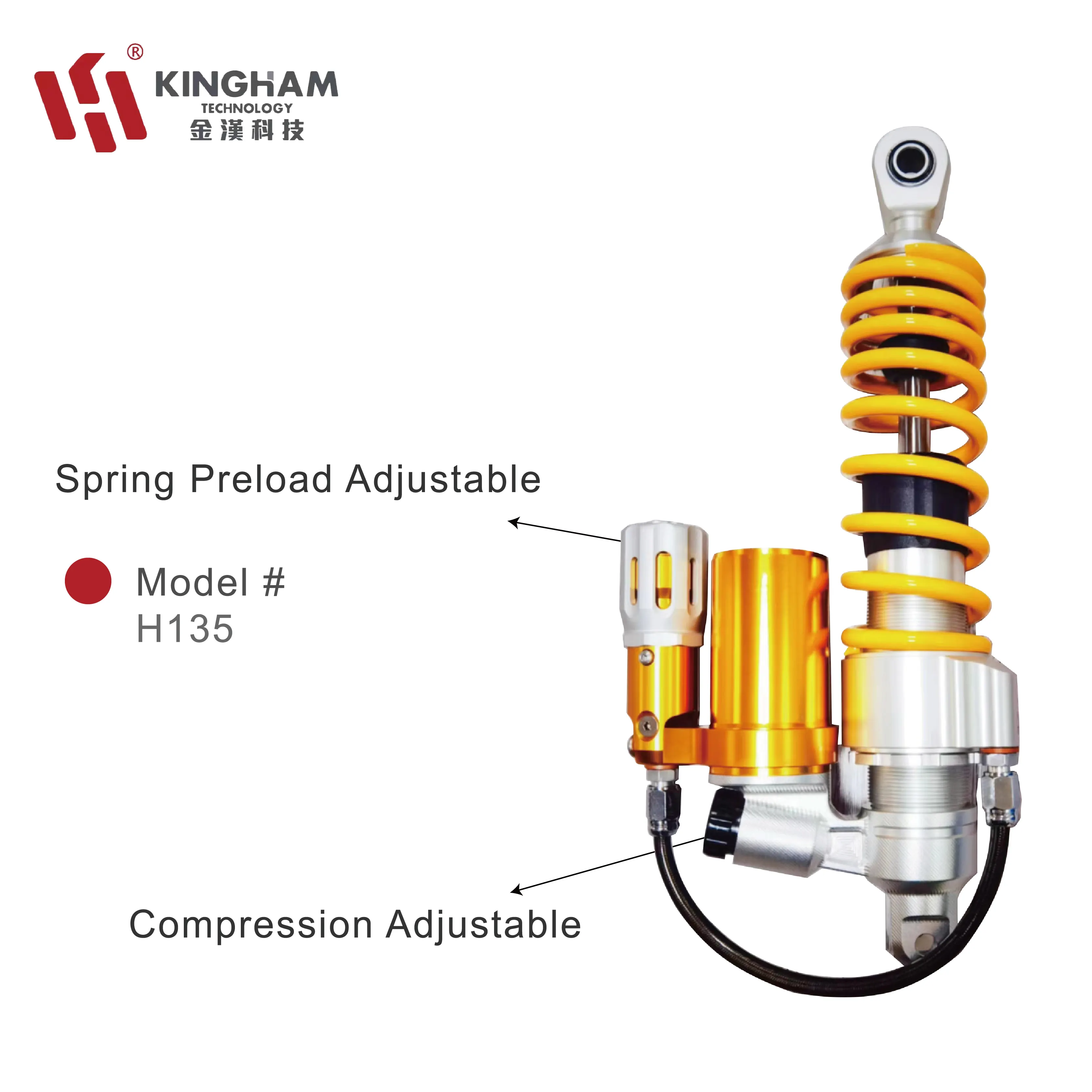 KINGHAM Motocicleta Amortecedor para Yamaha Honda Suspensão Traseira Compressão Primavera Pré-carga Ajustamento Alumínio CNC