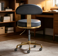 Tabouret ergonomique pivotant à 360 degrés avec dossier, hauteur réglable, roulettes silencieuses pour usage commercial en intérieur